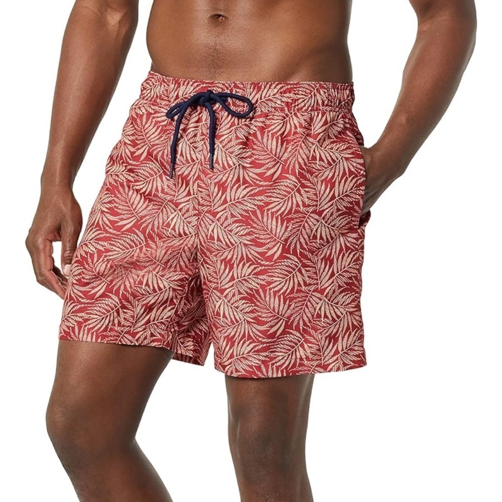 ☀️NWT- Tropical Red Leaf Print Swim Trunks- Xl